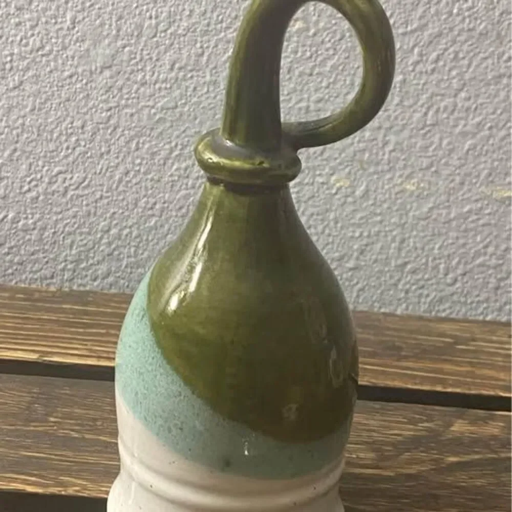 Horn Goblet Beer Mug Pottery Cup Green handleless Ireland Scotland Stoneware